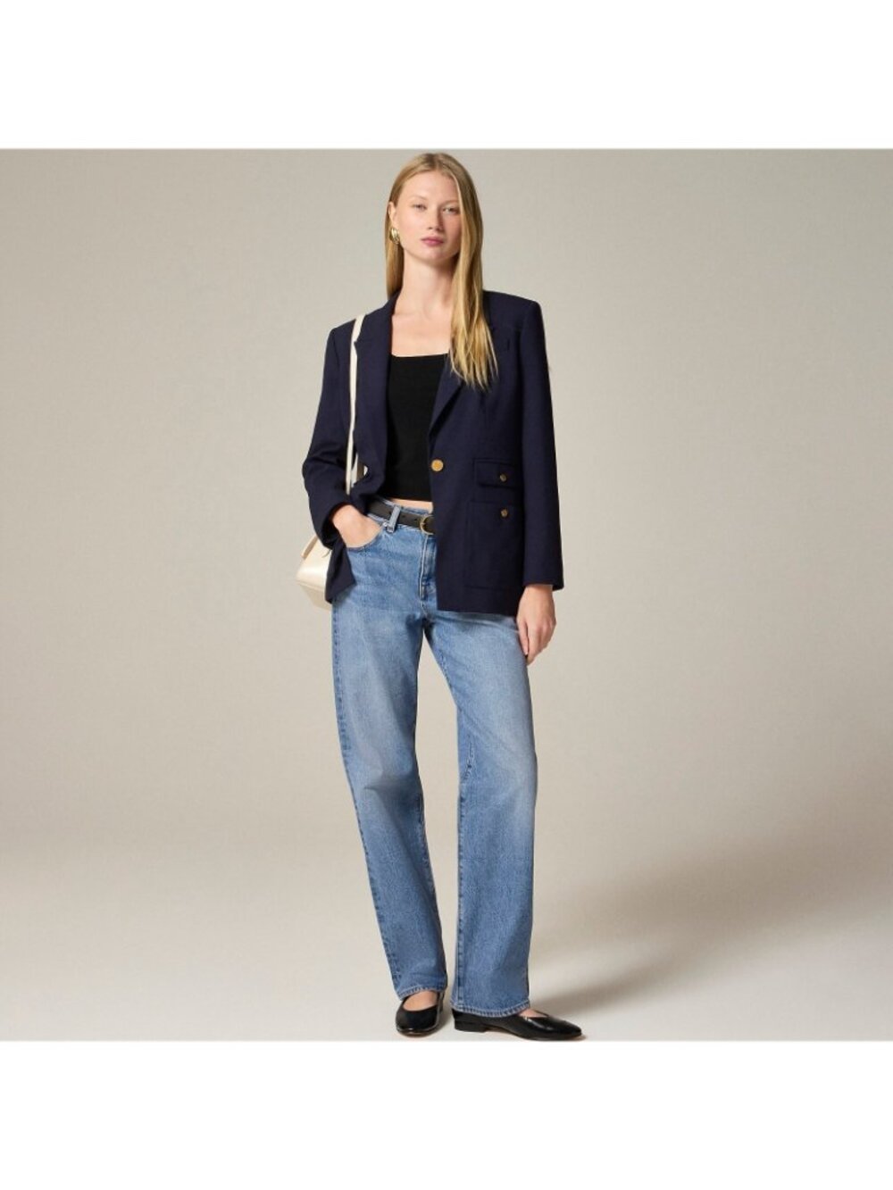 NWT J.Crew Tall Vivienne Blazer in Navy Italian Bi-stretch Wool Blend Jacket 16T - Picture 3 of 8